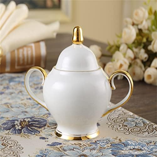 GANFANREN Kahve Set Beyaz Altın Porselen Çay Gelişmiş Pot Fincan Seramik Kupa Kase Kreması Sürahi Teaset (Renk: gösterildiği