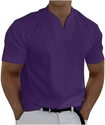 Erkek Kısa Kollu Gömlek 2023 Casual Yaz Üstleri Düz Renk V Yaka Tees Slim Fit beyefendi İş Spor T-Shirt