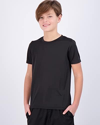 Gerçek Essentials 5 Paket: Gençlik Örgü Nem Esneklik Aktif Atletik Performans kısa kollu tişört Erkek ve Kız
